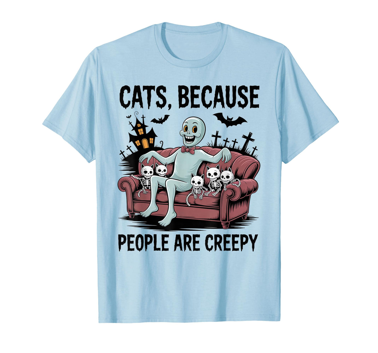 Cats Because People are Creepy Ghost Halloween Cat Mom Kids T-Shirt