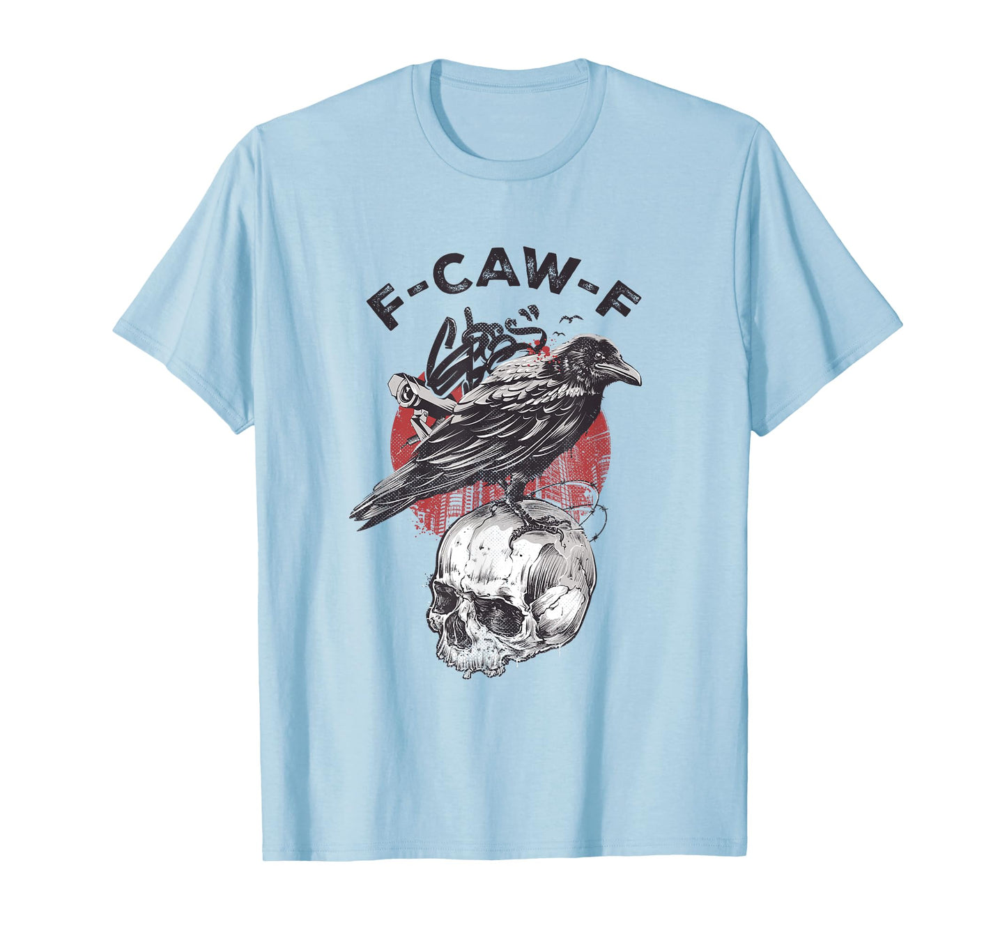 F-Caw-F Crow Vintage Gothic Skull Funny Sarcastic Black Bird T-Shirt