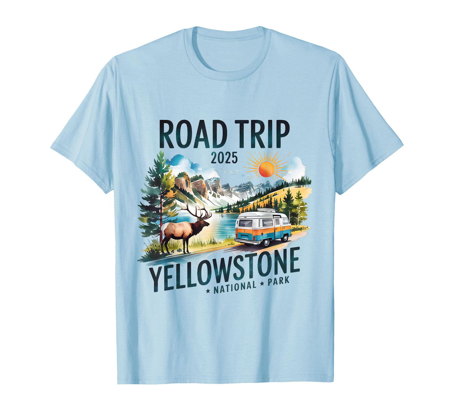 Yellowstone Road Trip 2025 Nature Adventure Souvenir Design T-Shirt
