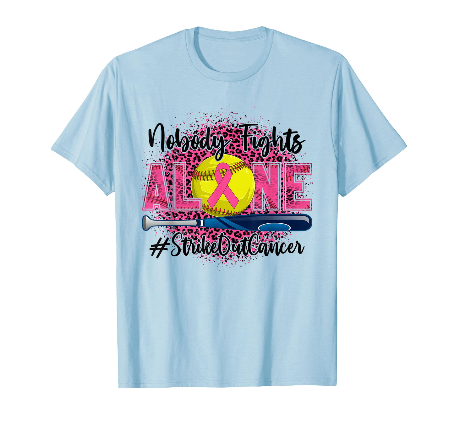 Nobody Fights Alone Strike Out Breast Cancer Softball Ball T-Shirt