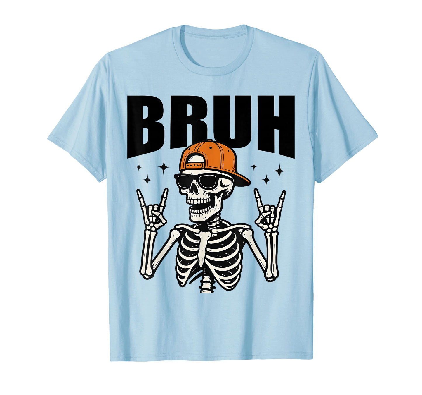 Bruh Punk Rock Skeleton Cool Rocker Halloween Men Boys Kids T-Shirt