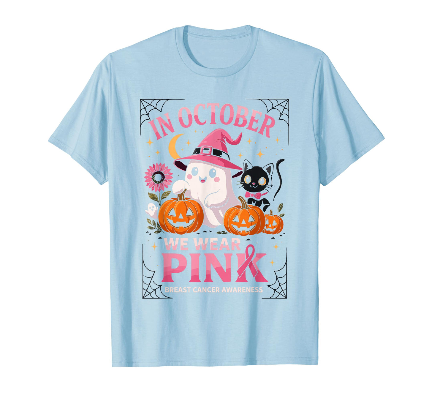 Breast Cancer Shirts Women Halloween in October We Wear Pink T-Shirt