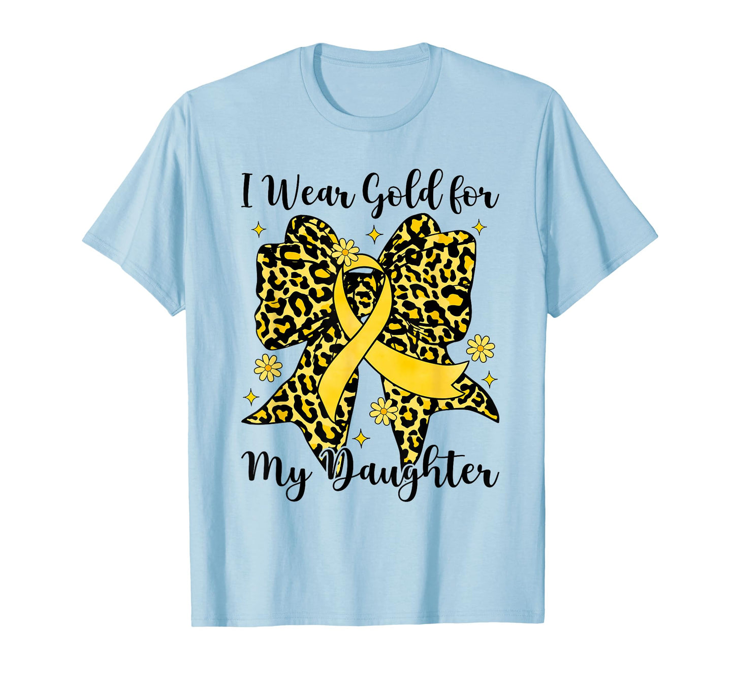 Leopard Bow I Wear Gold for My Daughter Childhood Cancer T-Shirt