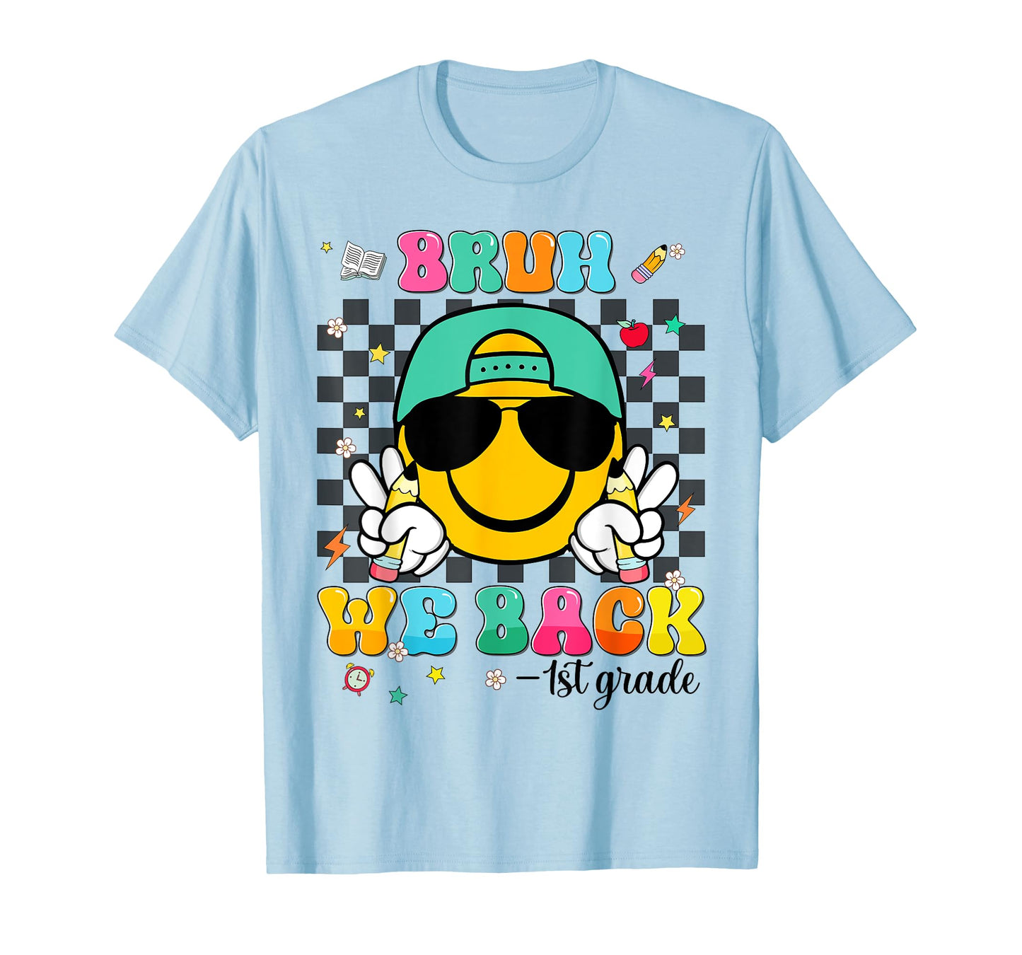 Bruh We Back 1st Grade Smile Face First Day Of School Boys T-Shirt