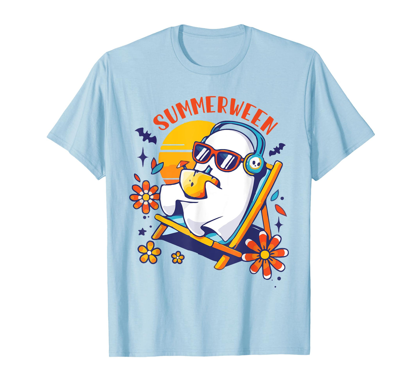 Summerween Cute Spooky Summer Ghost Halloween Lover T-Shirt