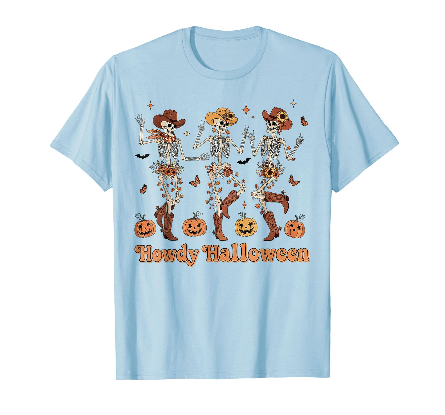 Funny Western Skeleton Cowgirls Dancing Howdy Halloween T-Shirt