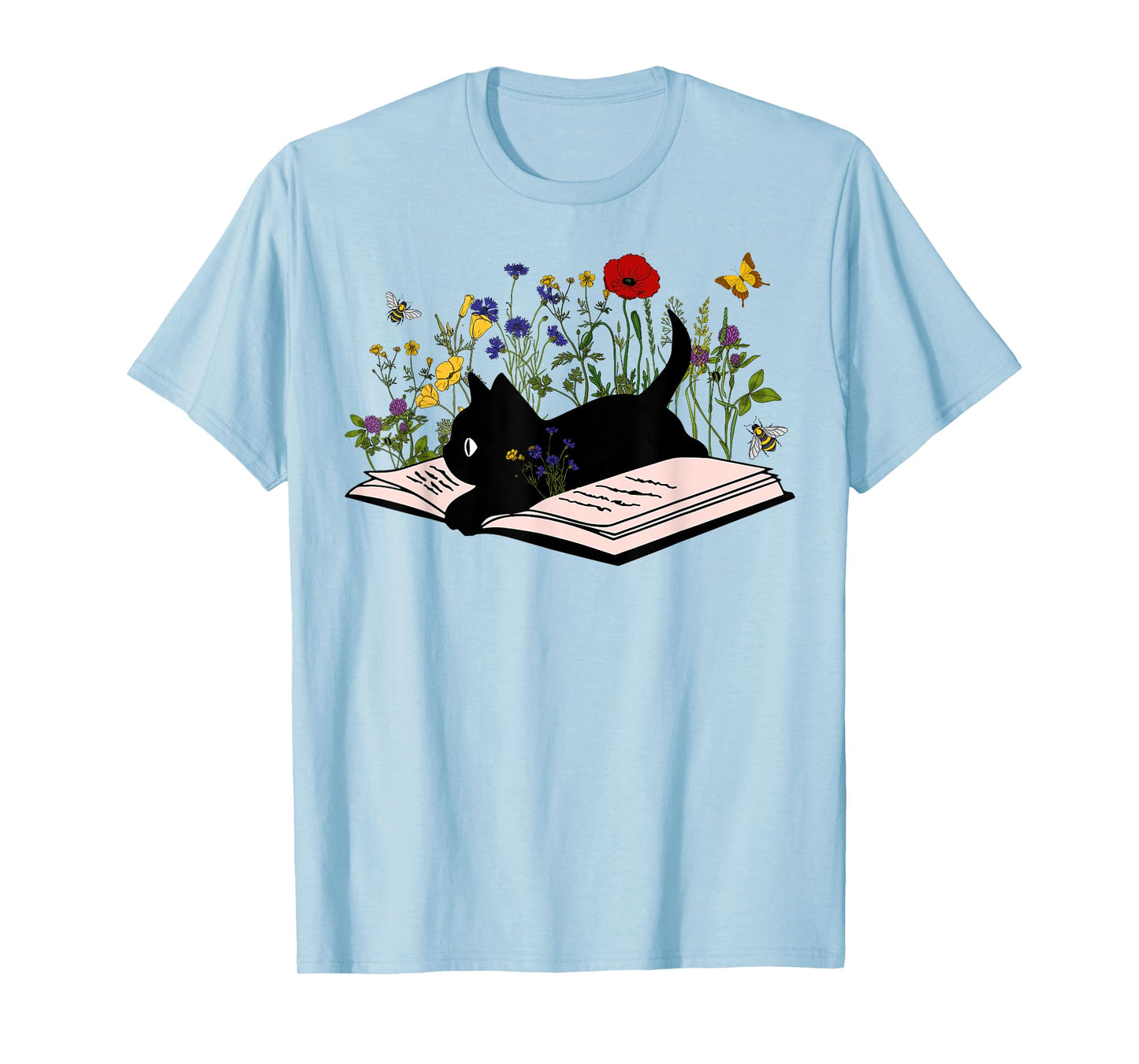 Floral Vintage Aesthetic Painted Kittens and Pressed Flower T-Shirt