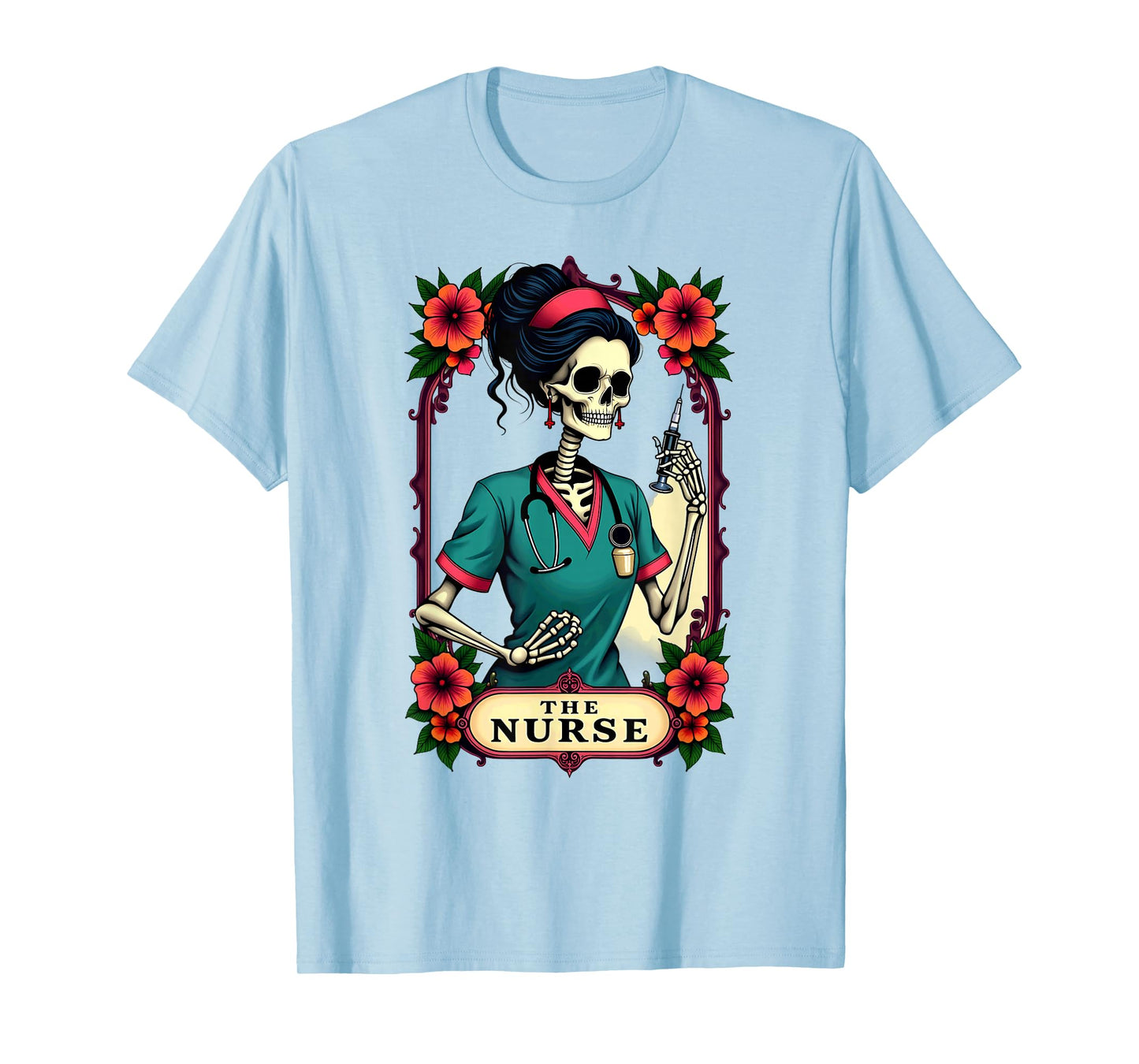 Gothic Tarot Card Skeleton The Nurse T-Shirt