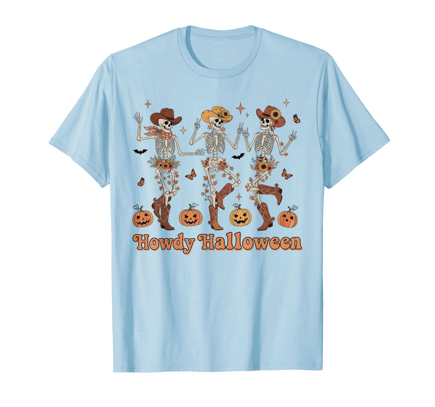 Howdy Halloween Western Cowboy Skeleton Dancing T-Shirt