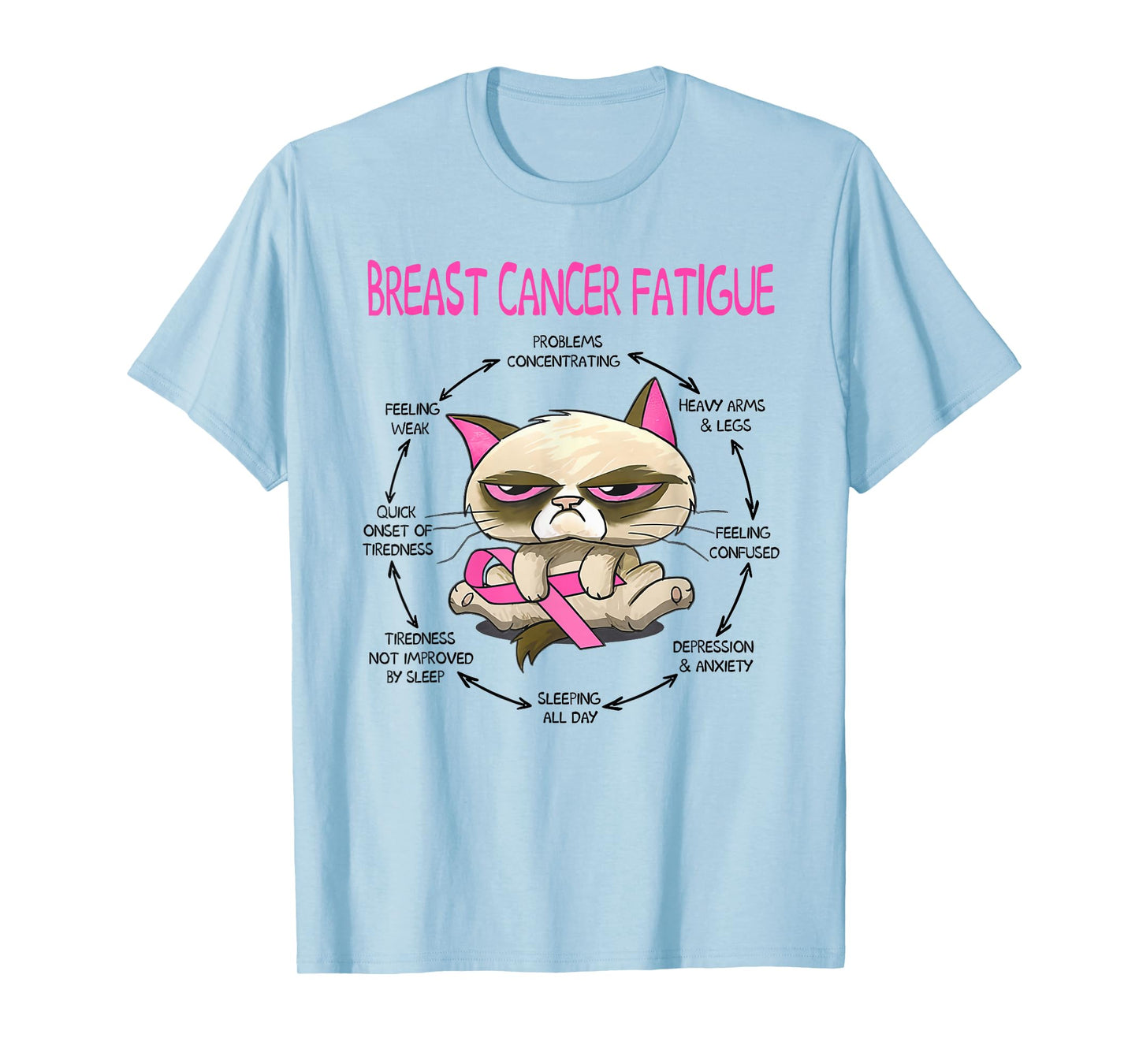 Breast cancer fatigue cat T-Shirt for Men Women
