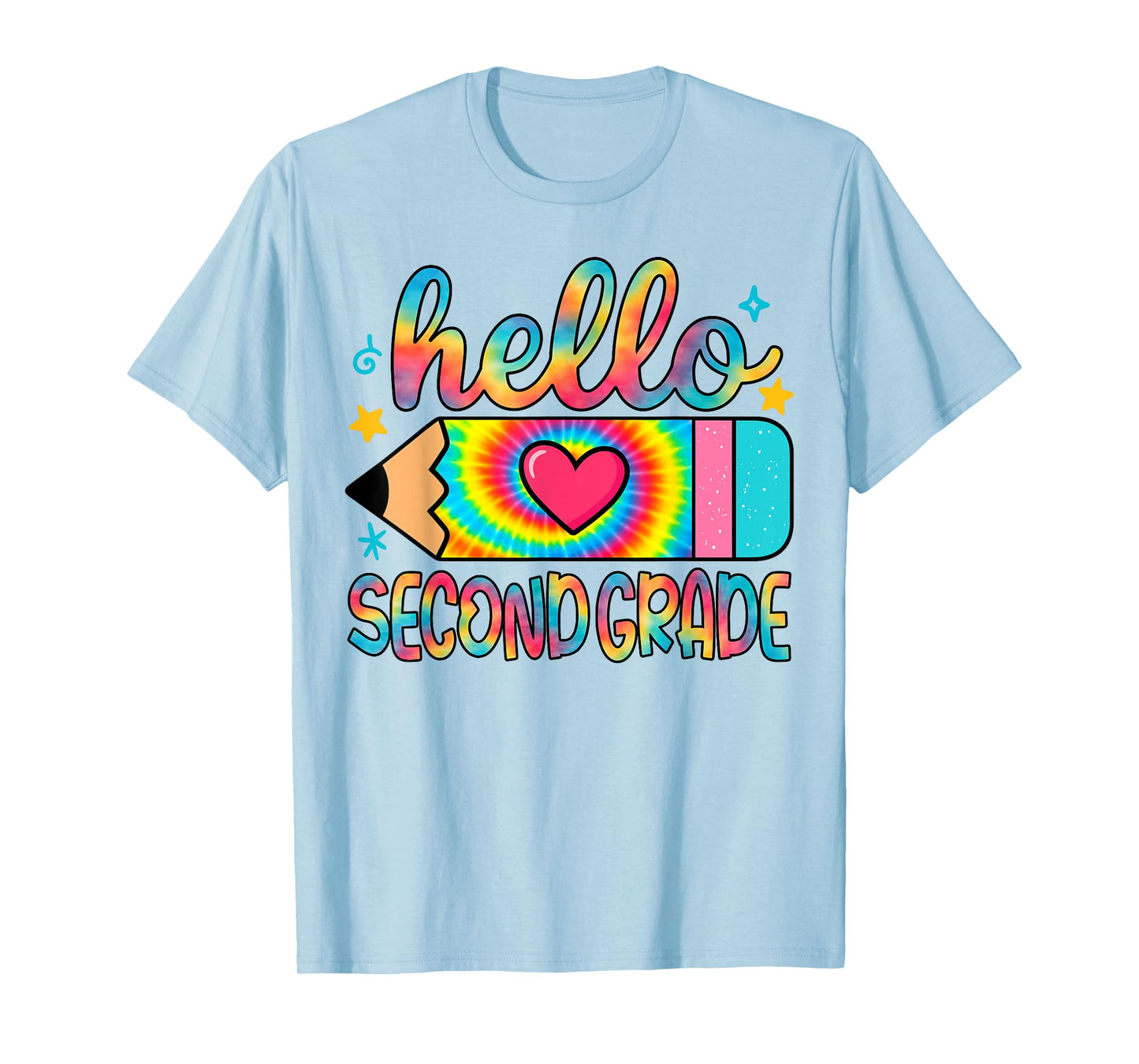 Hello Second Grade Pencil Tie Dye Back To School 2nd Grade T-Shirt