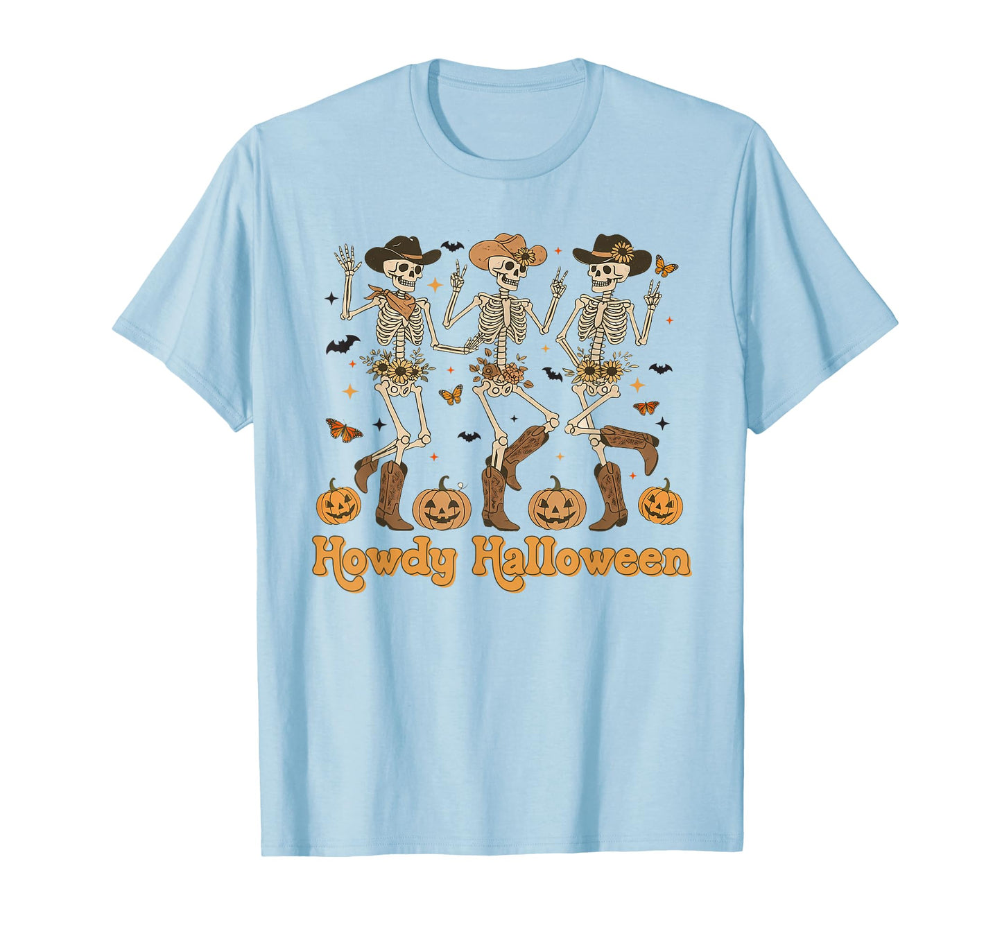 Skeleton Dancing Halloween, Howdy Skeleton Cowboy Boots Hat T-Shirt