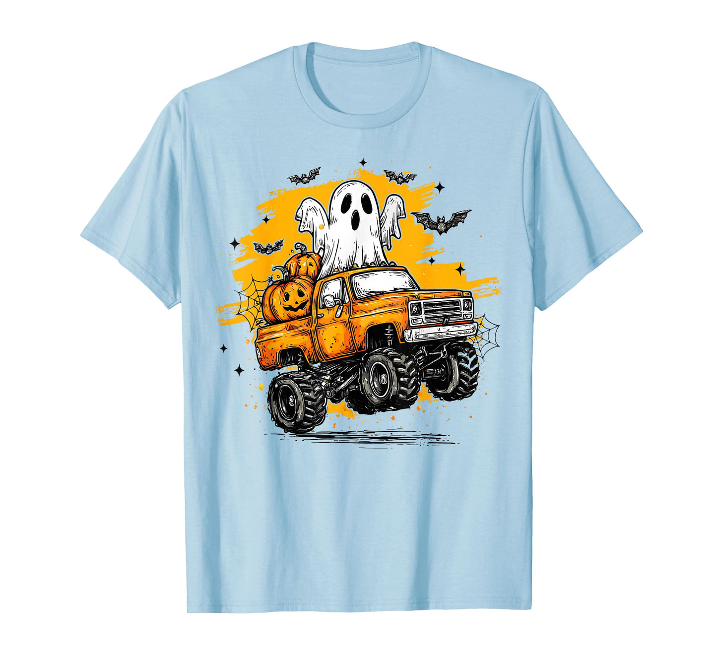 Monster Truck Ghost Pumpkin Halloween Costume Toddler Boys T-Shirt