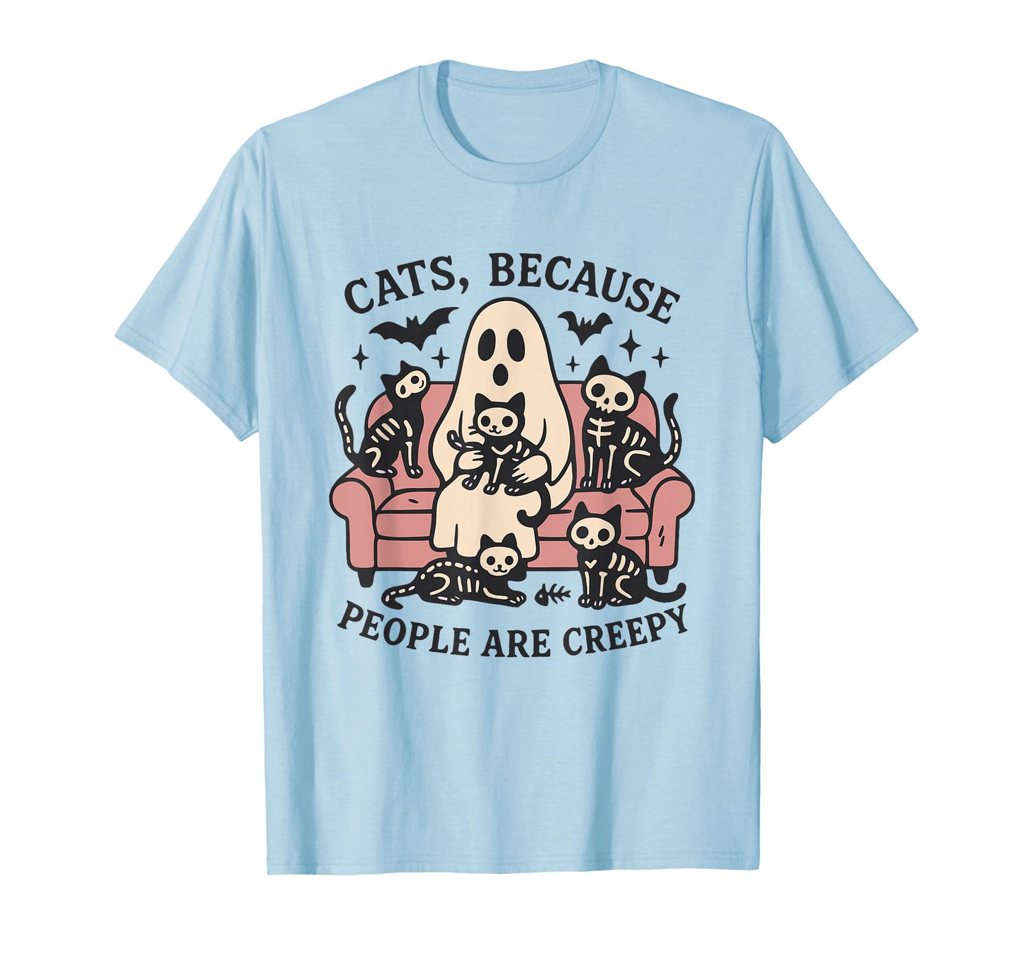 Cats Because People are Creepy Halloween Black Cat Mom Women T-Shirt