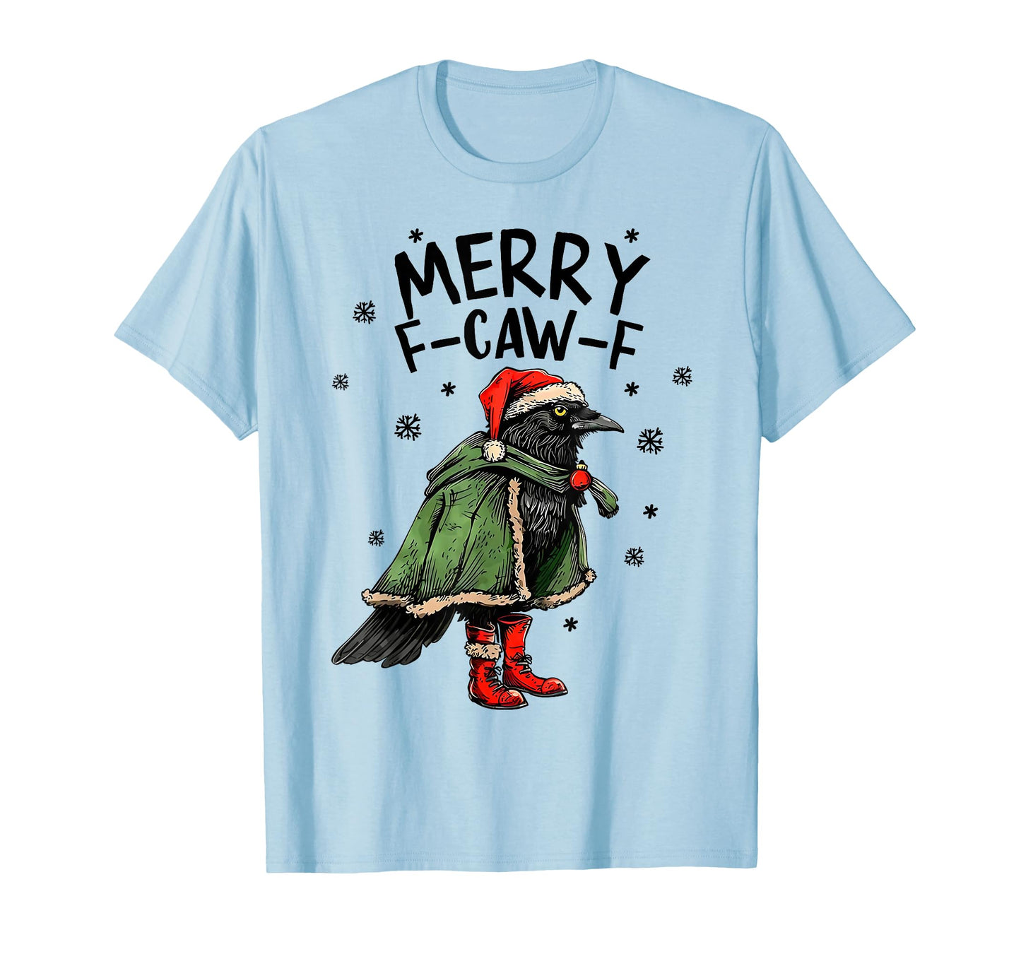 Retro Christmas Merry F-Caw-F Black Crow Xmas Holiday T-Shirt