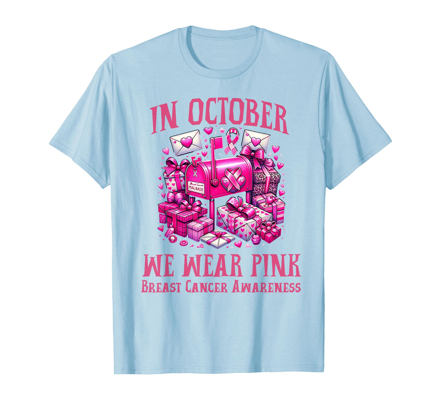 October We Wear Pink Breast Cancer Awareness Postal Worker T-Shirt