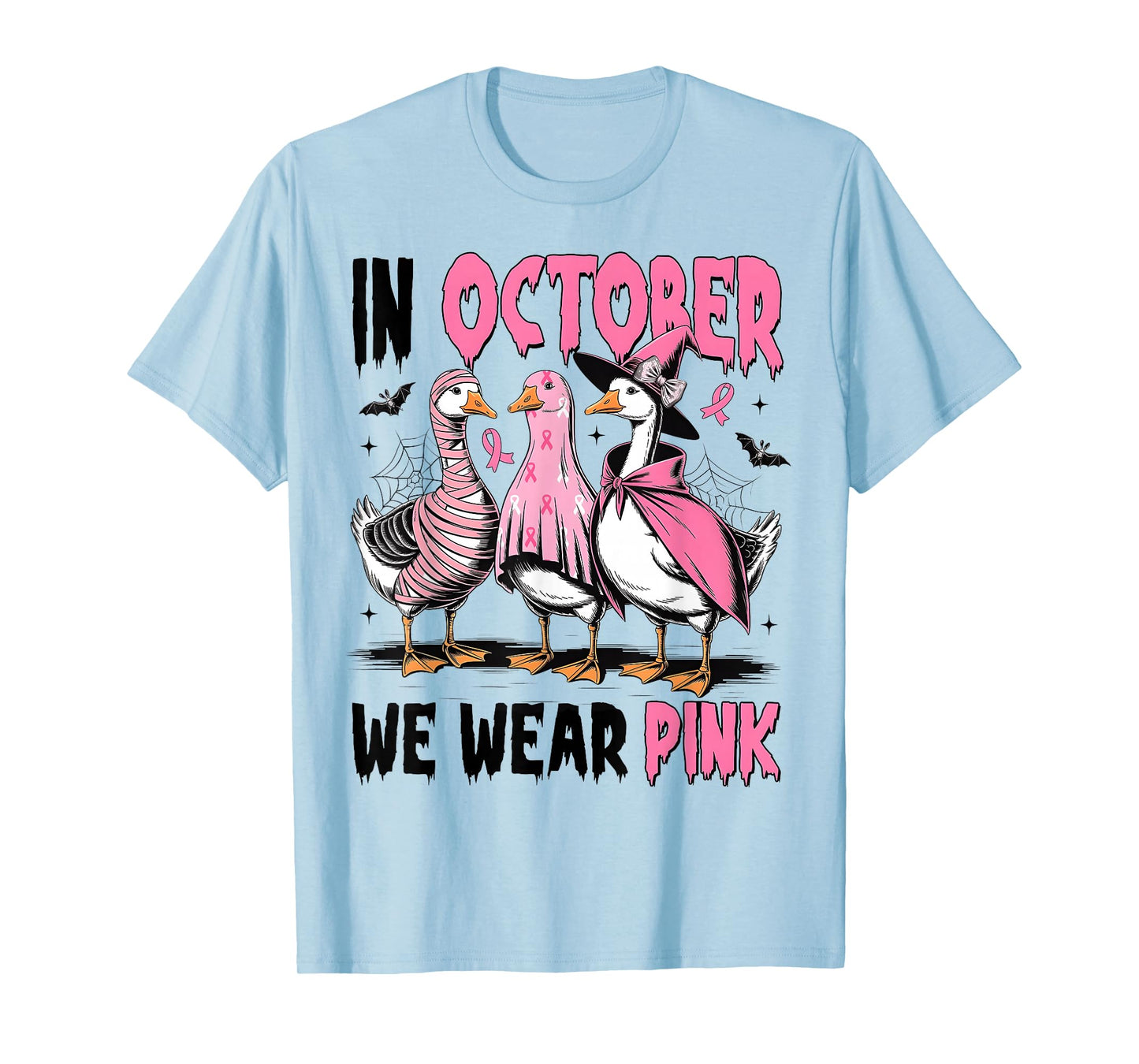in October We Wear Pink Goose Breast Cancer Awareness T-Shirt