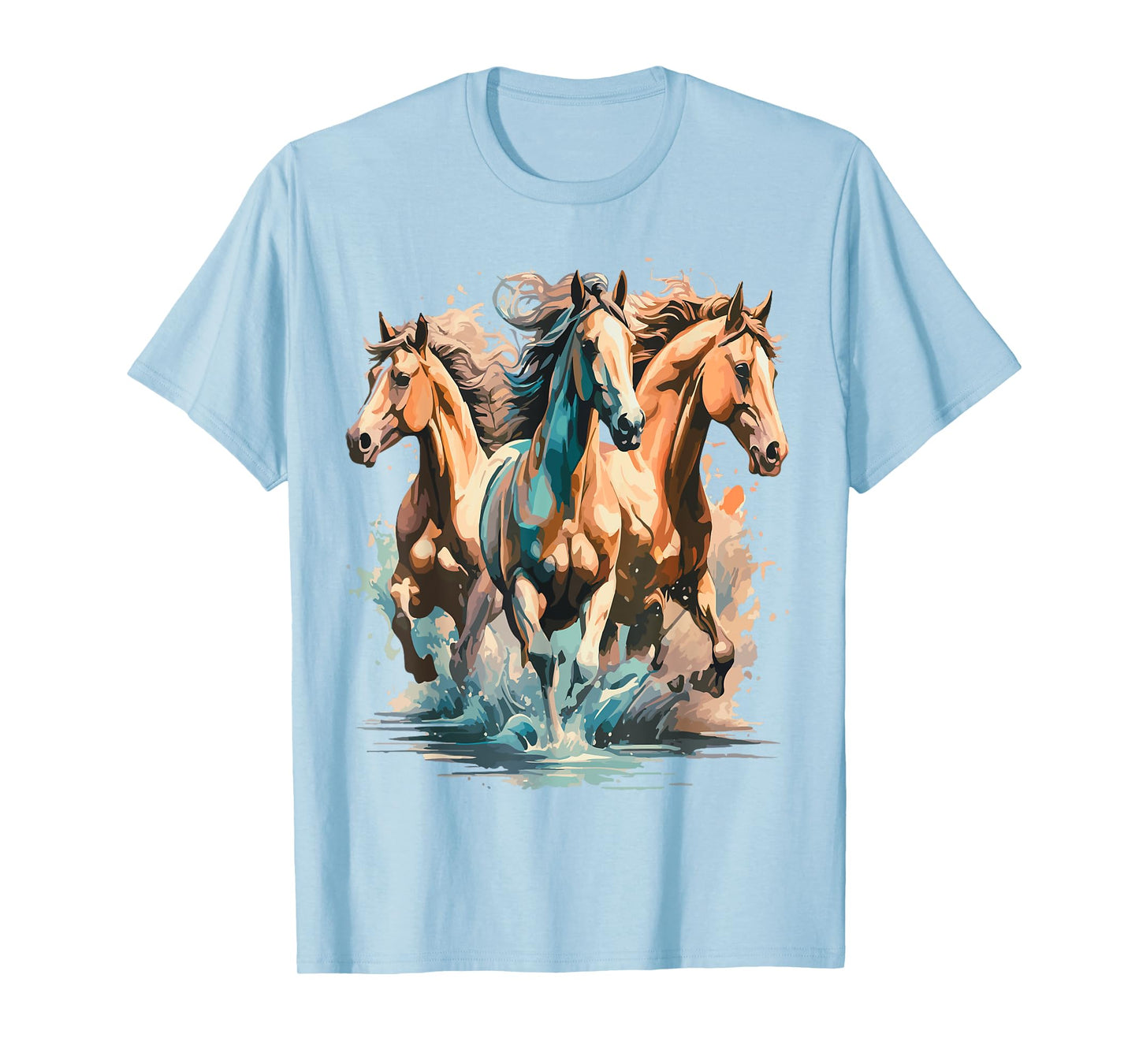 Running Crazy Wild Horses Gift Teenage Girls Boys Men Women T-Shirt