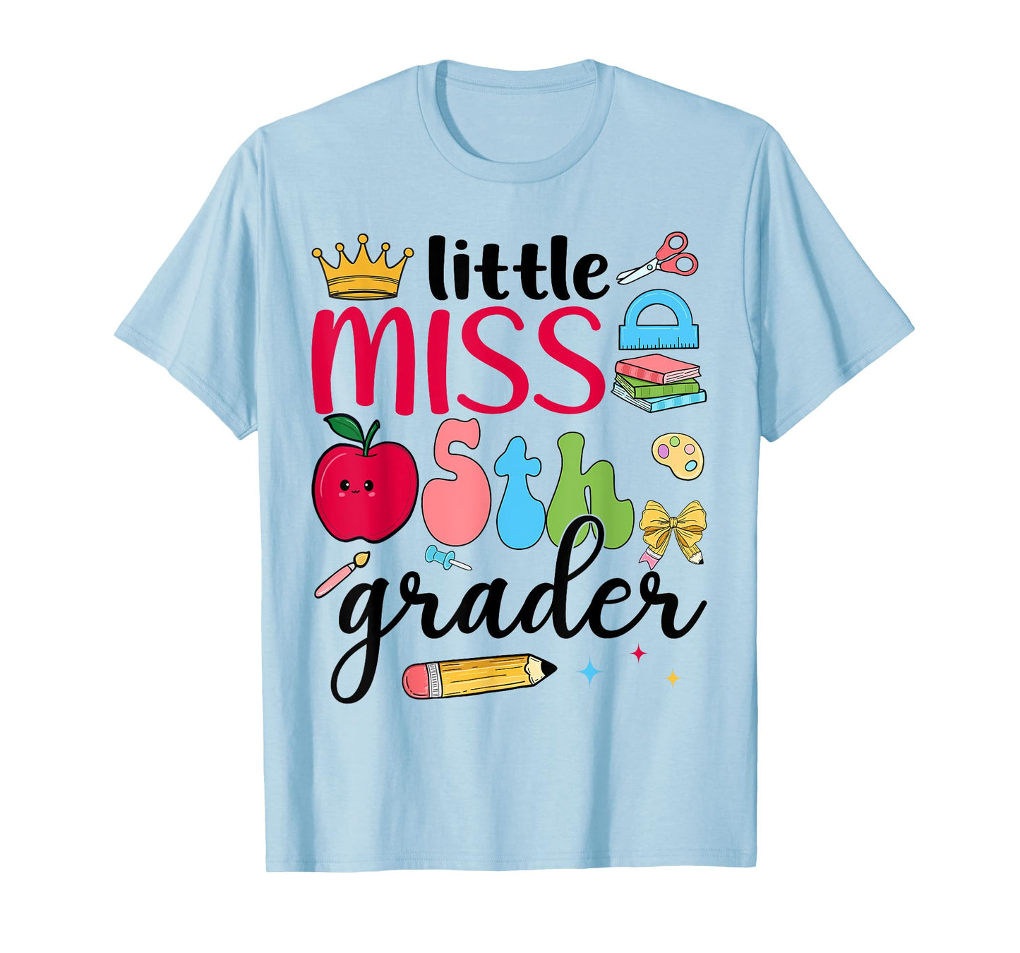 Little Miss 5th Grader Fifth Day Of School Fifth Grade Girl T-Shirt