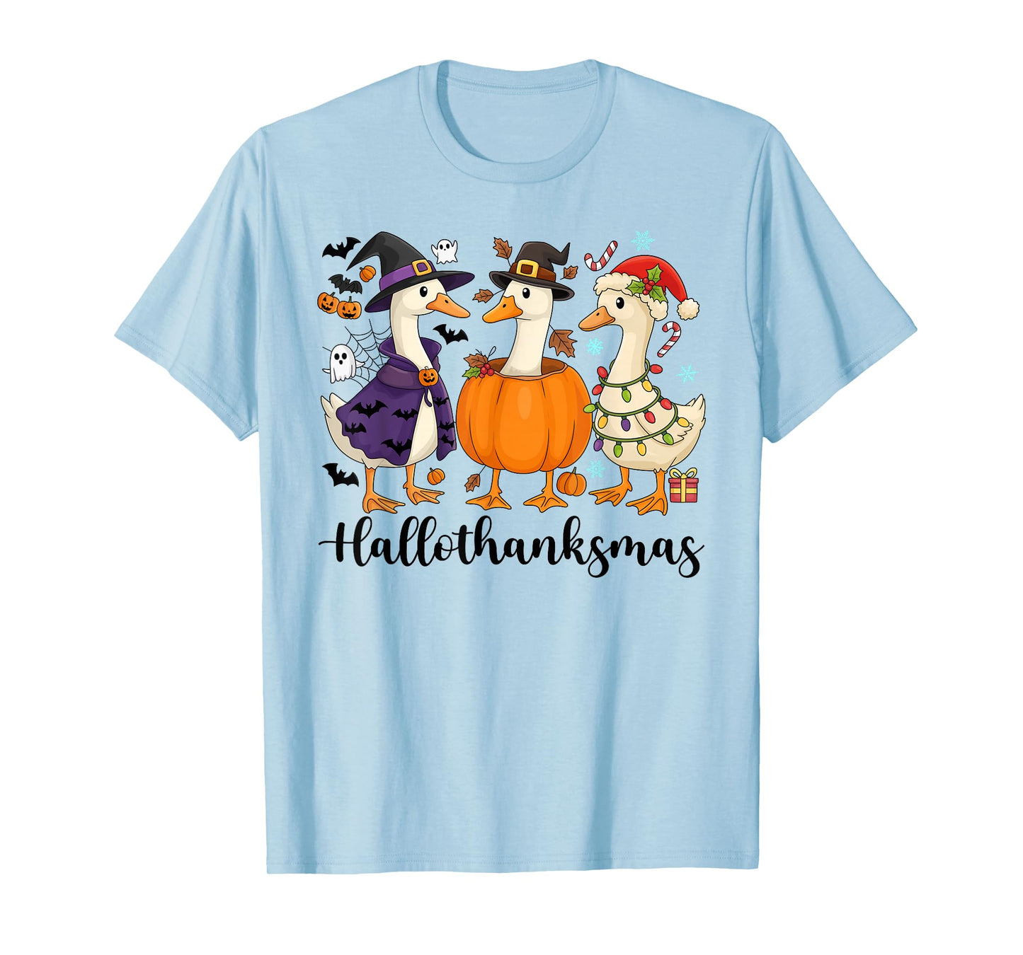Gooses Halloween Thanksgiving Christmas Happy HalloThanksMas T-Shirt