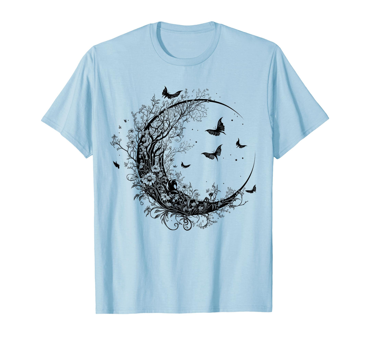 Cute Fairycore Floral Moon Aesthetic Girls Women Graphic T-Shirt