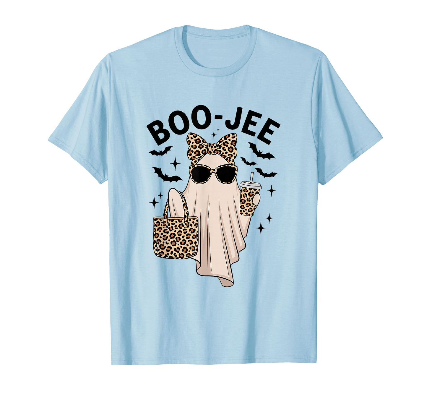 Coquette Leopard Ghost Coffee Boo-JEE Halloween Boujee Ghost T-Shirt