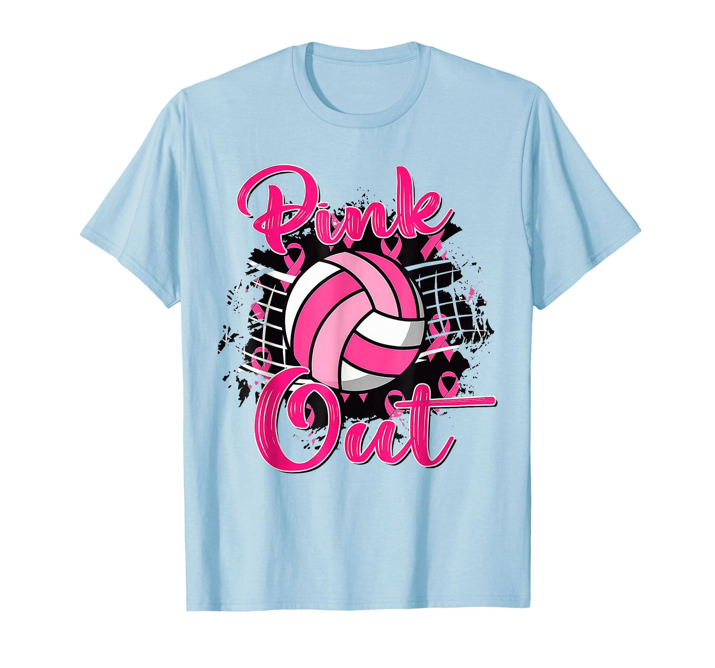 Pink Out Volleyball Pink Ribbon Breast Cancer Awareness T-Shirt