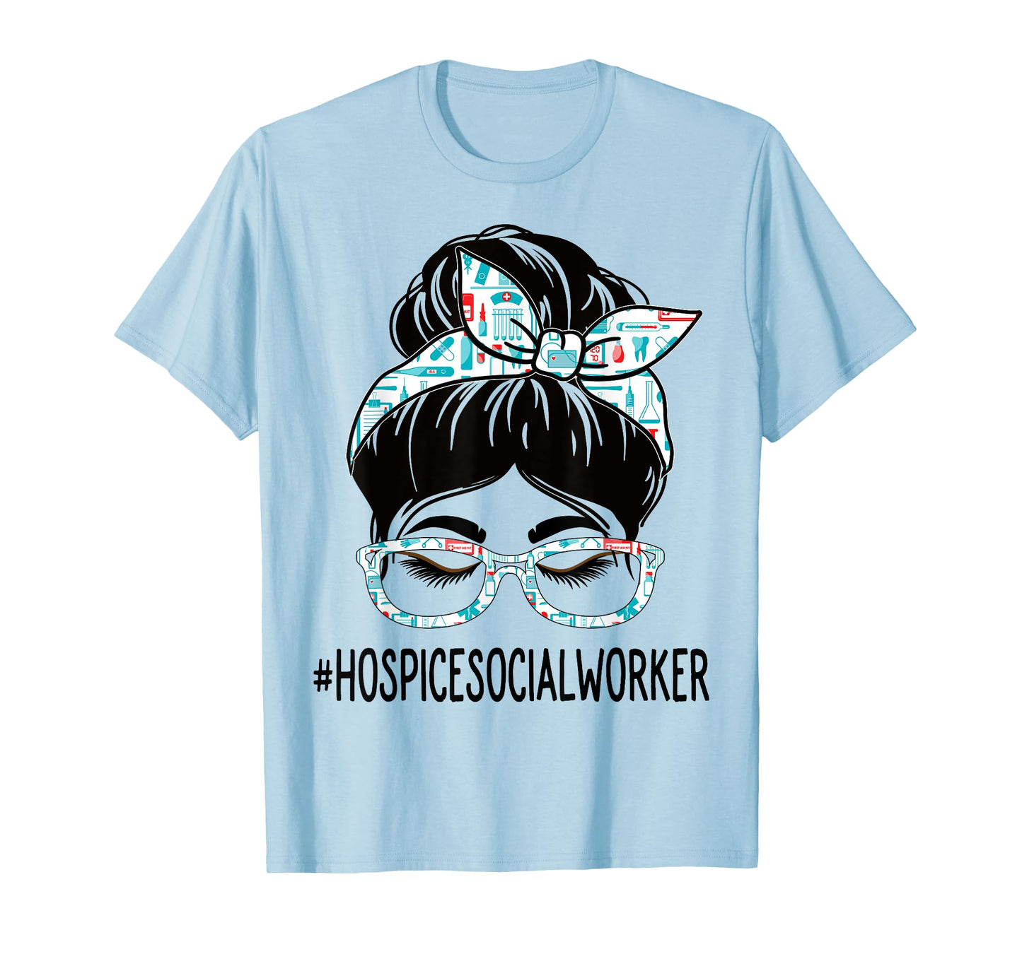 Hospice Social Worker Week Appreciation Day Women Messy Bun T-Shirt