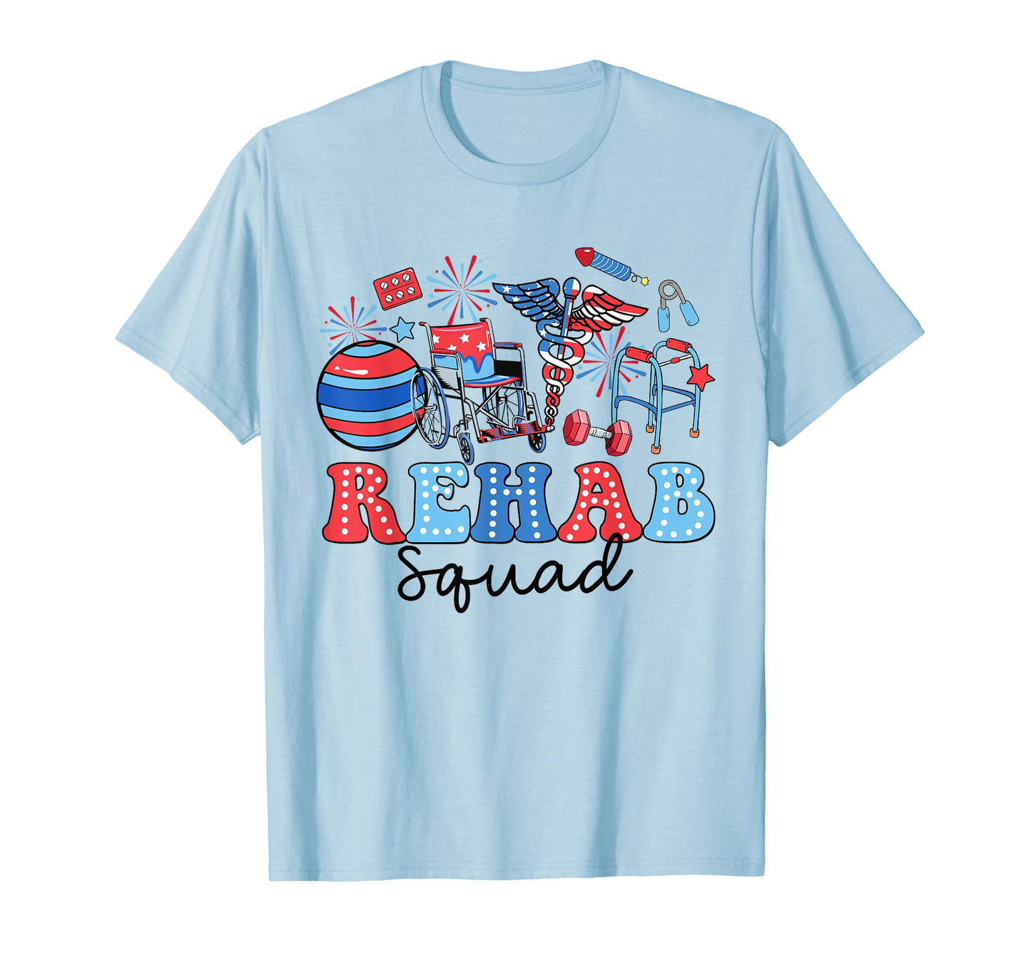 Retro Rehab Squad American Flag Rehab Nurse 4th Of July Women Men T-Shirt