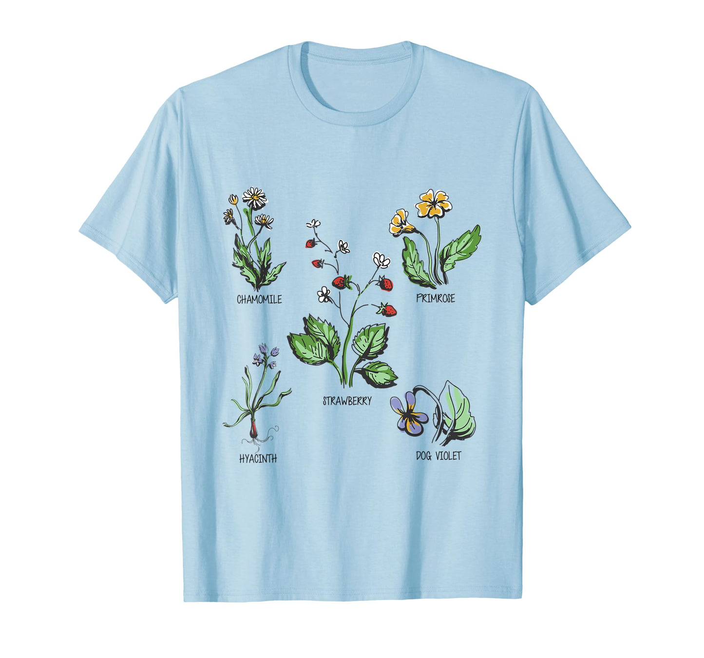 Garden plants in pastel colours for nature lovers botany T-Shirt