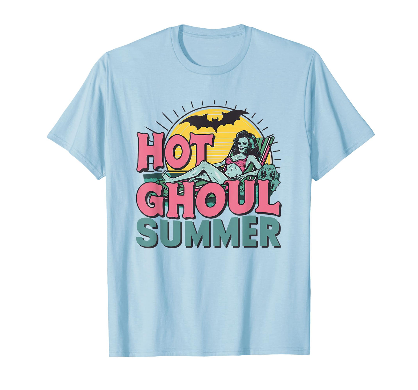 Hot Ghoul Summer Spooky Retro Zombie Pin-Up Halloween T-Shirt