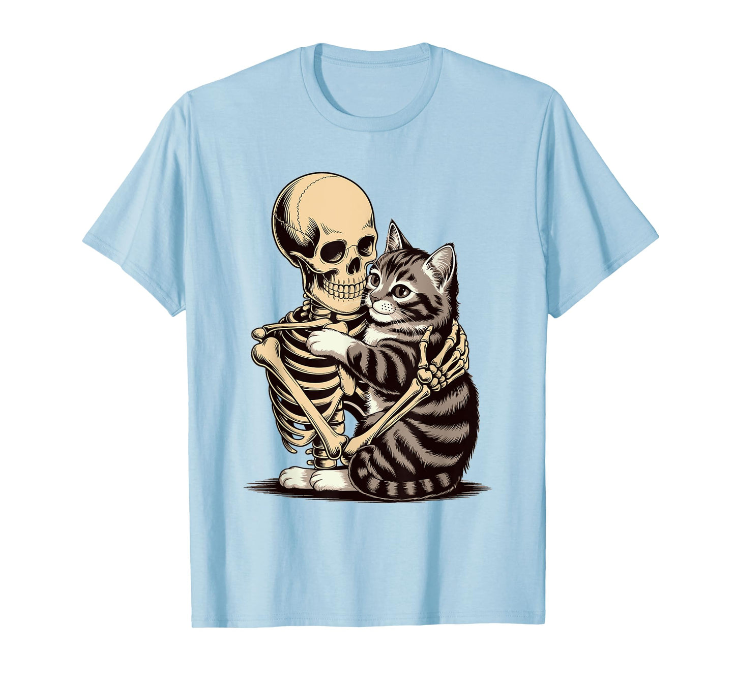 Funny Skeleton Cat Hug Halloween - Cute Spooky Kitty Costume T-Shirt