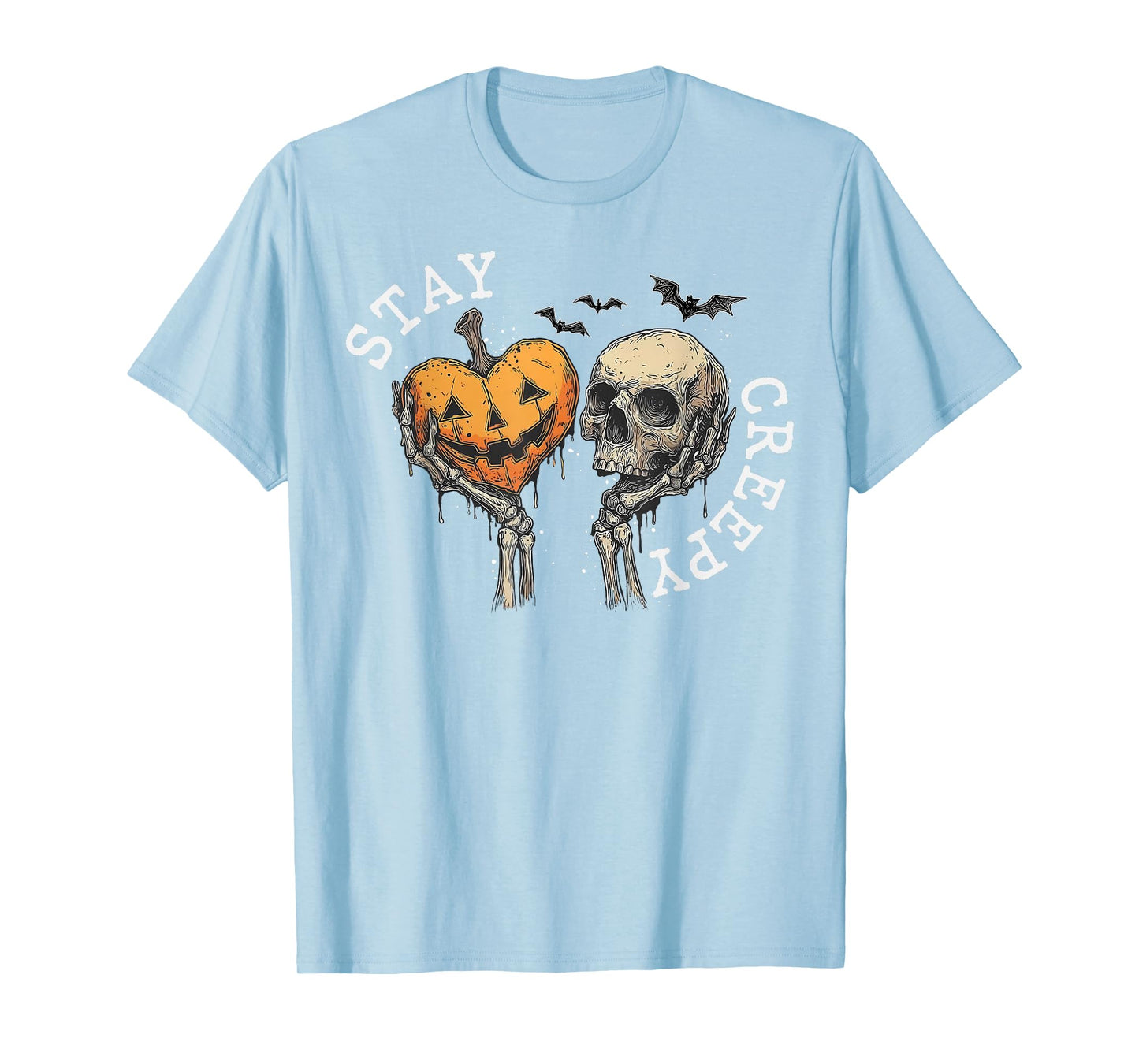 Stay Creepy Dripping Heart Halloween Skeleton Hand Spooky T-Shirt