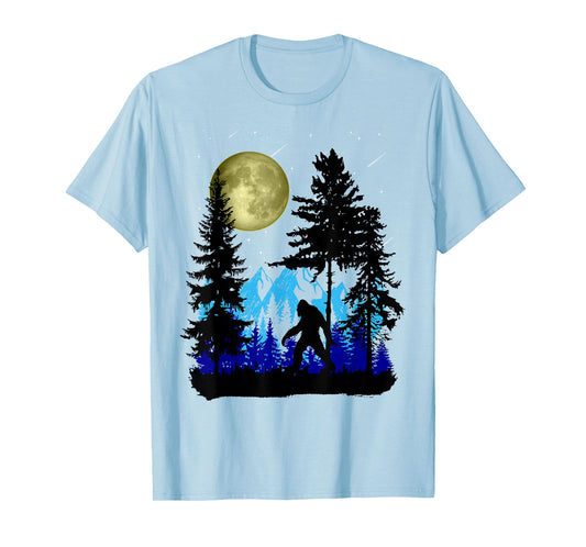 Bigfoot Hiding Under Full Moon for Sasquatch Lover T-Shirt