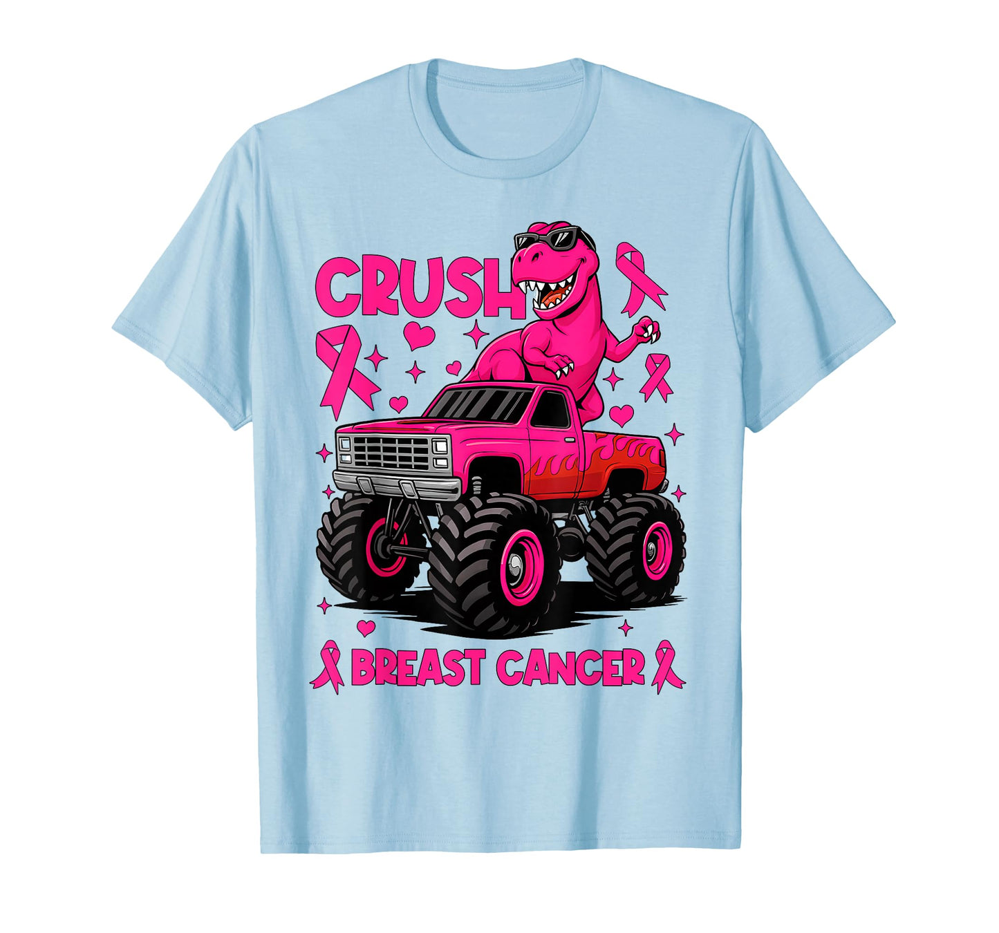 Crush Breast Cancer Awareness Monster Truck Toddler Boy Kids T-Shirt