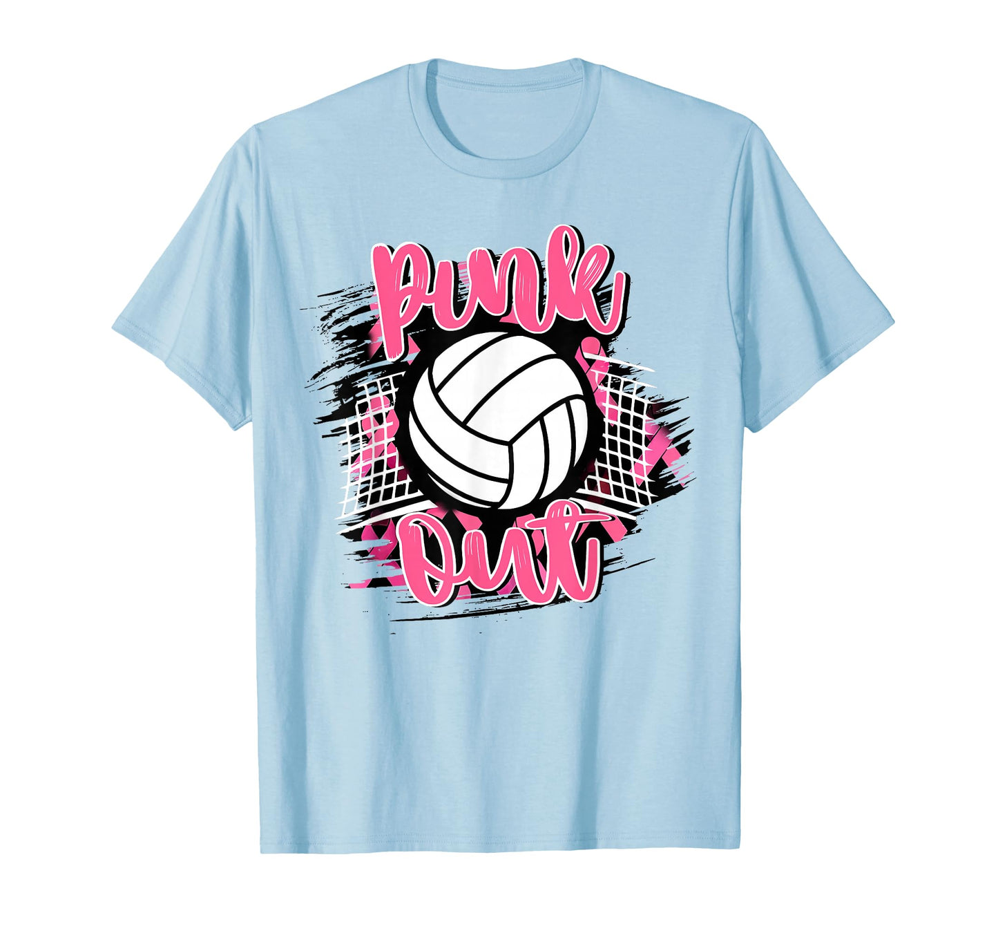 Pink Out Volleyball Breast Cancer Awareness Support Ribbon T-Shirt