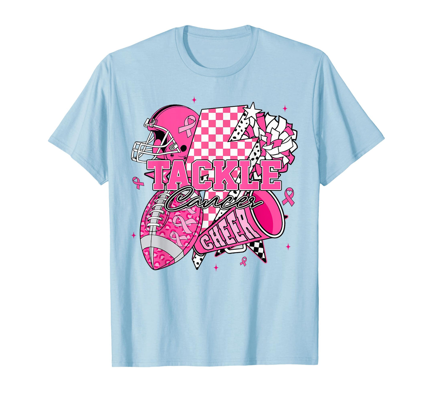 Tackle Football Breast Cancer Awareness Cheer Football Mom T-Shirt