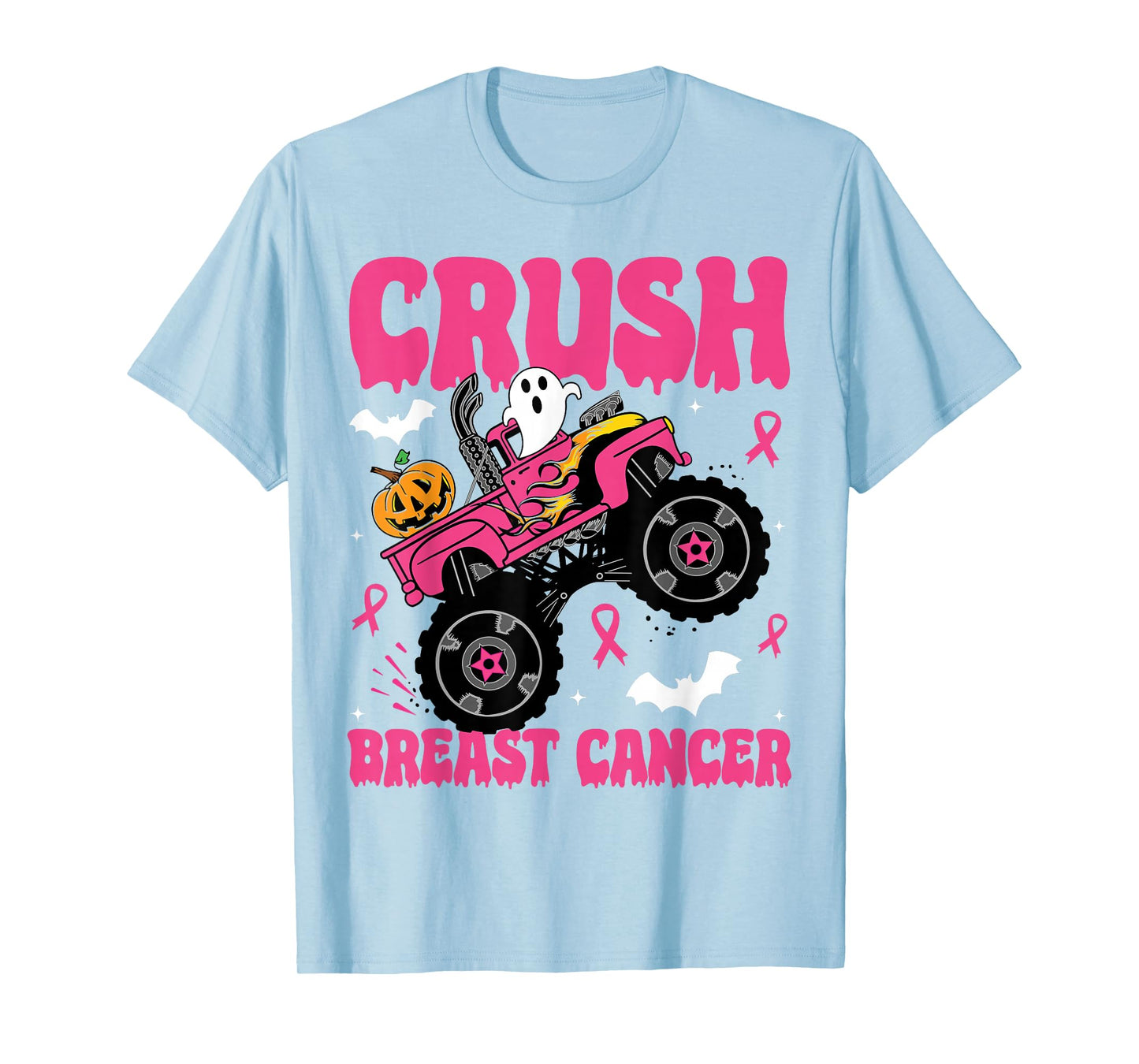 Crush Breast Cancer Awareness Monster Truck Halloween kids T-Shirt