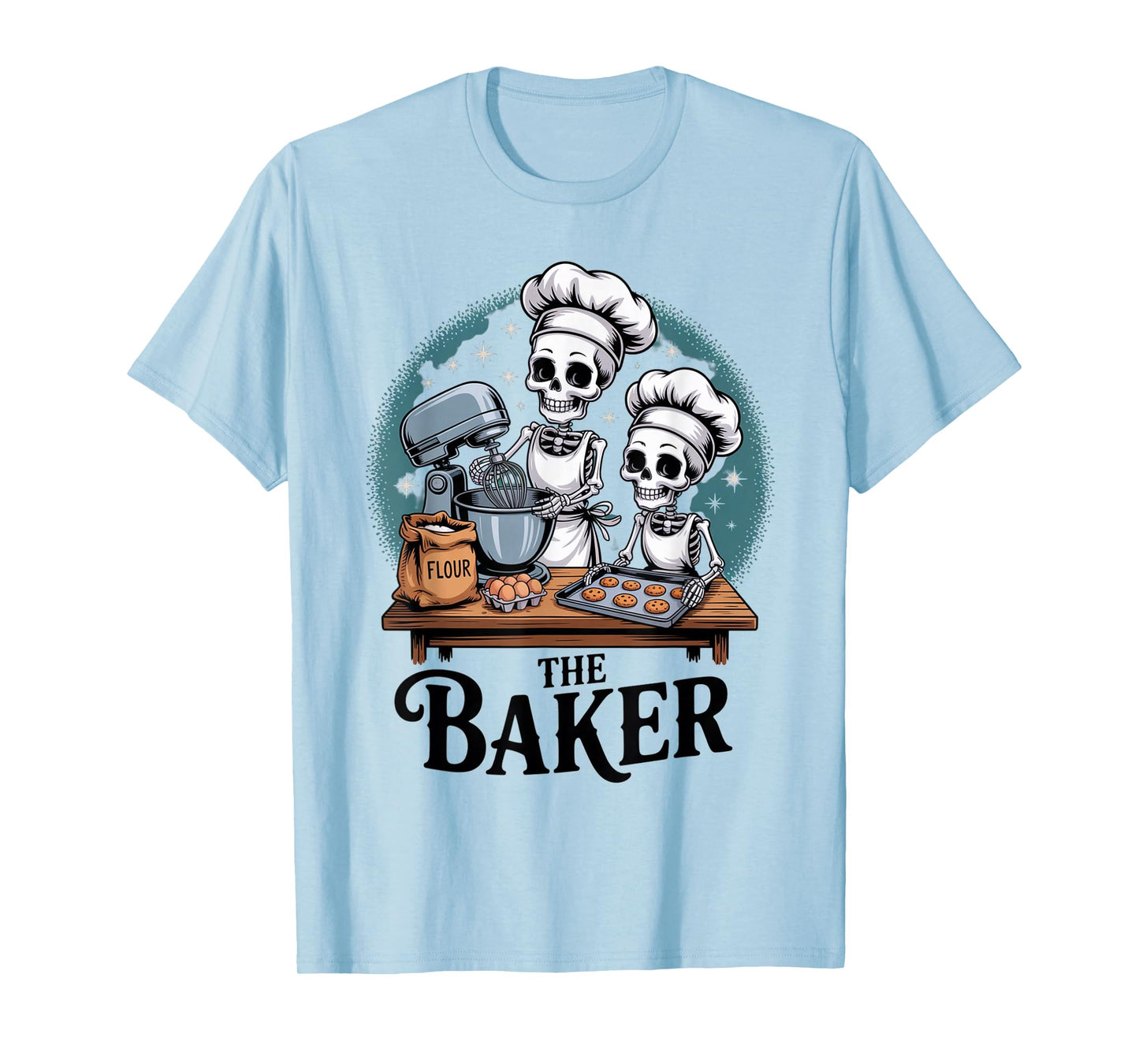 The Baker Funny Halloween Skeleton Baking Outfit T-Shirt