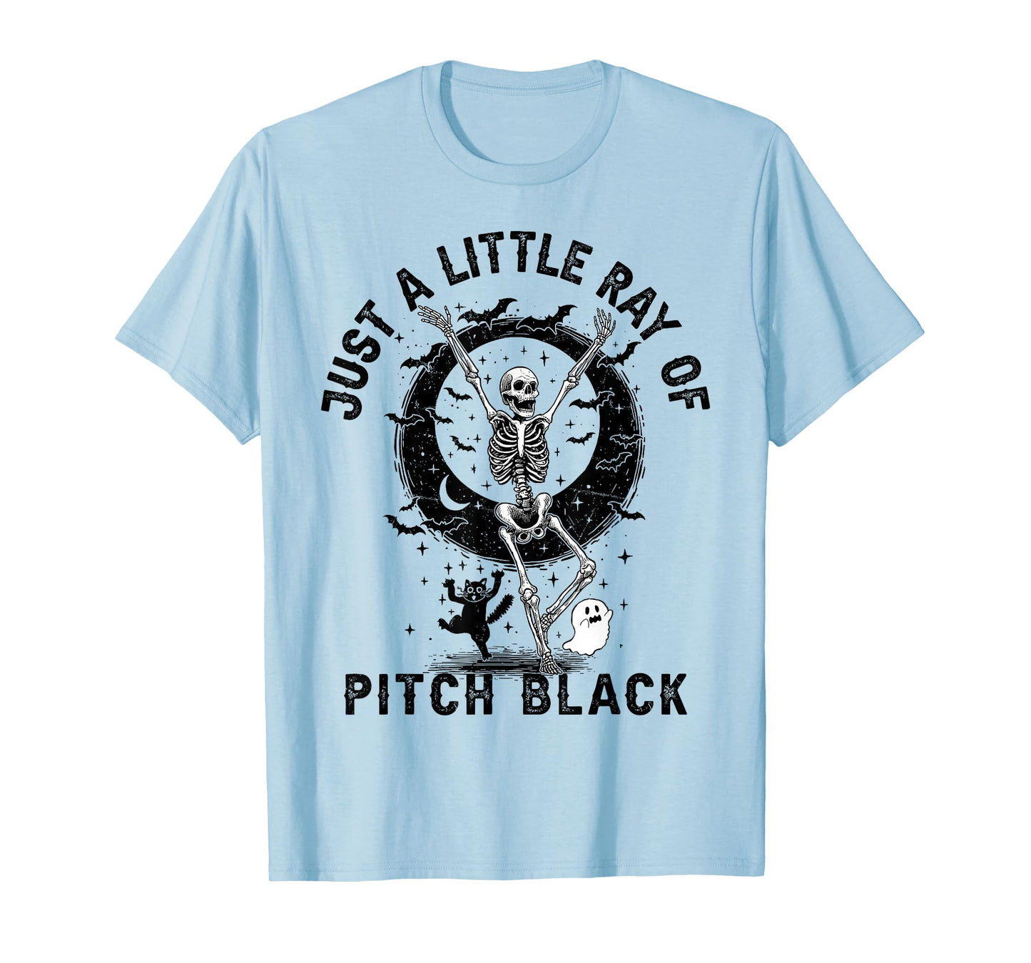 Vintage Just A Little Ray of Pitch Halloween Skeleton Spooky T-Shirt