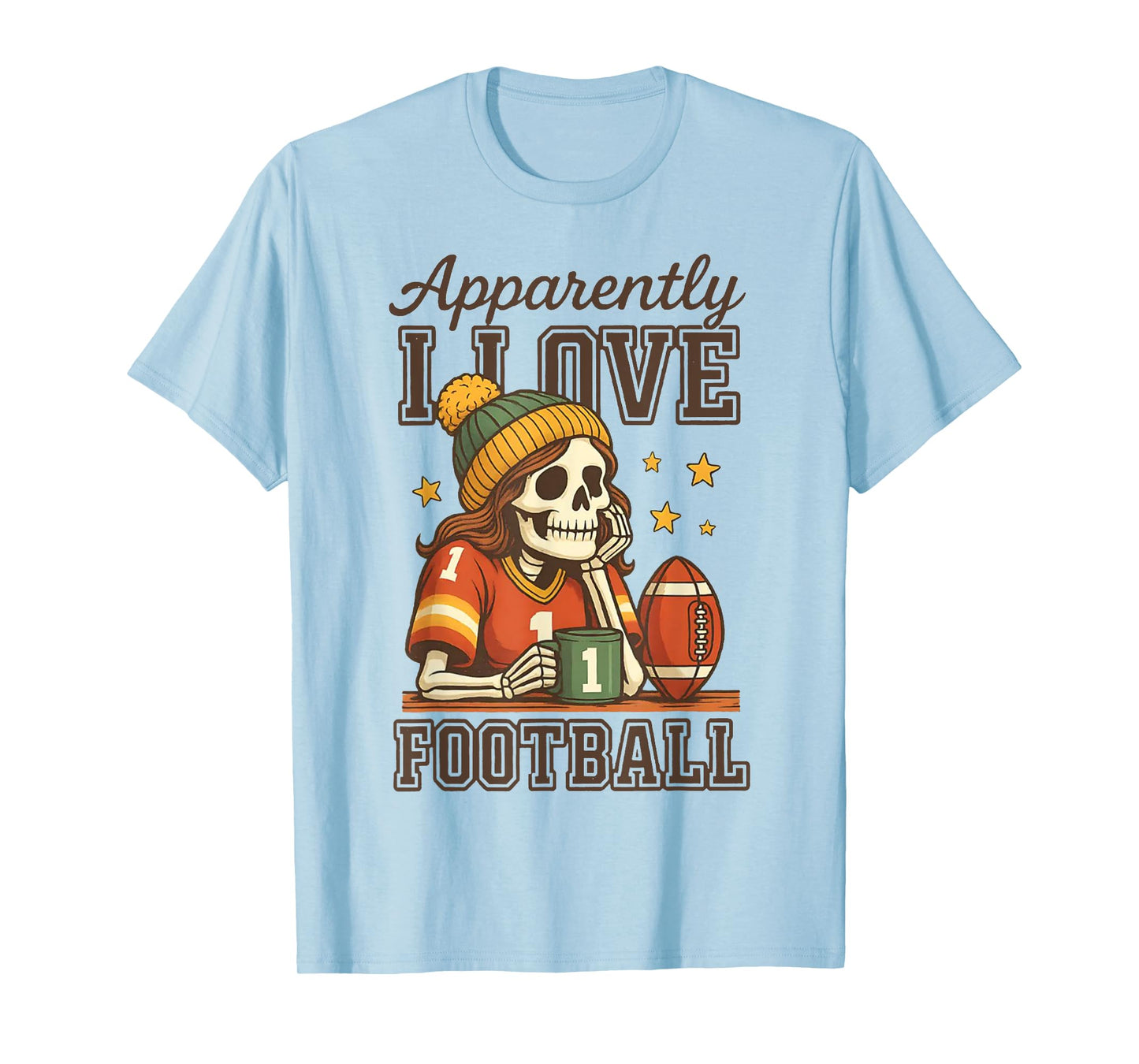 Apparently I Love Football Skeleton Football T-Shirt