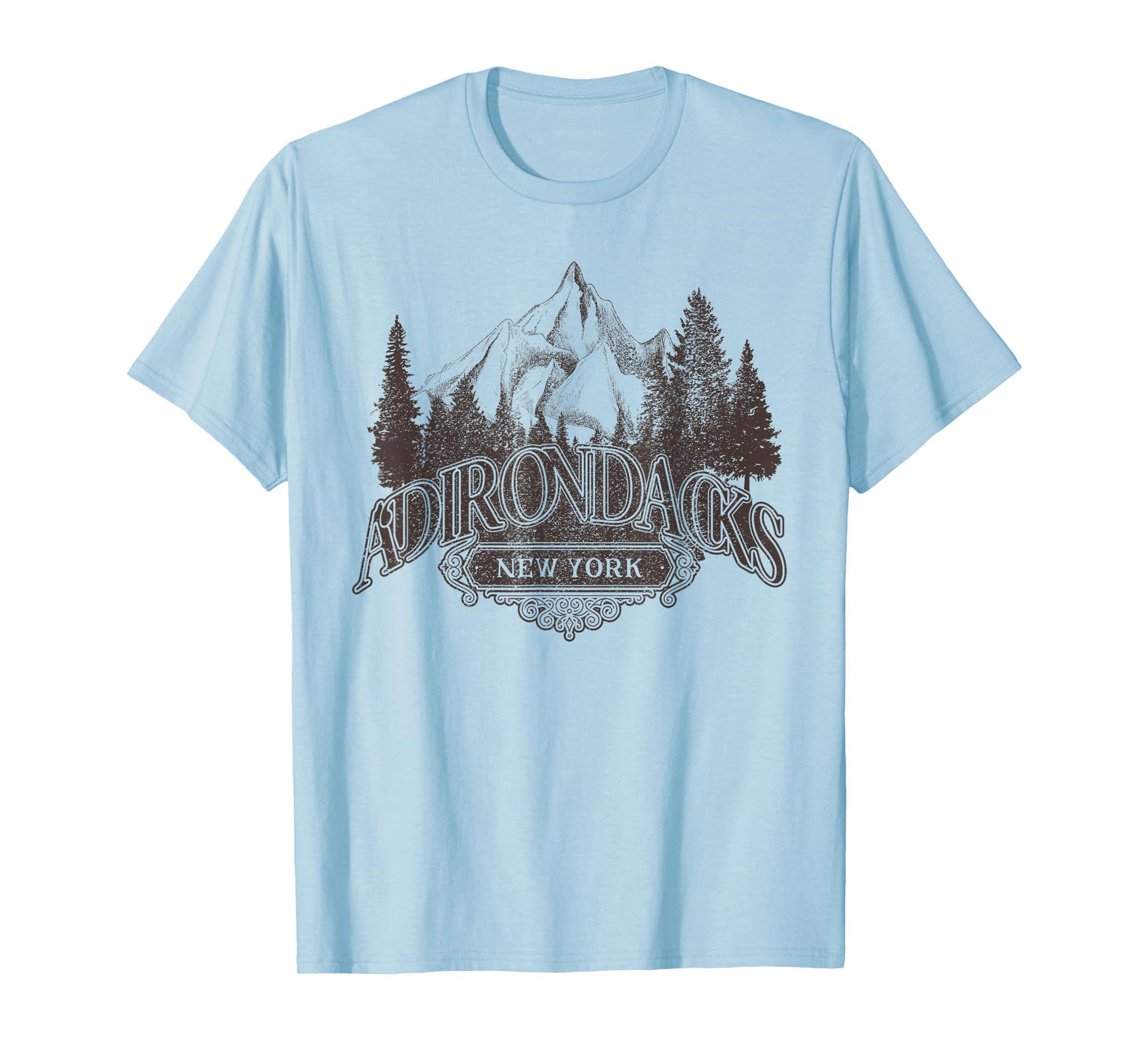 Adirondacks New York Mountains Vintage Biker Patch T-Shirt