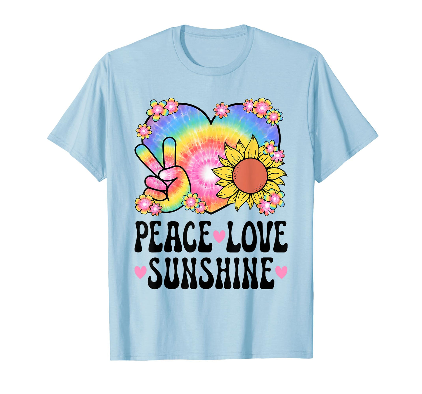 Peace Love Sunshine 60s 70s Sunflower Cute Hippie Outfit T-Shirt