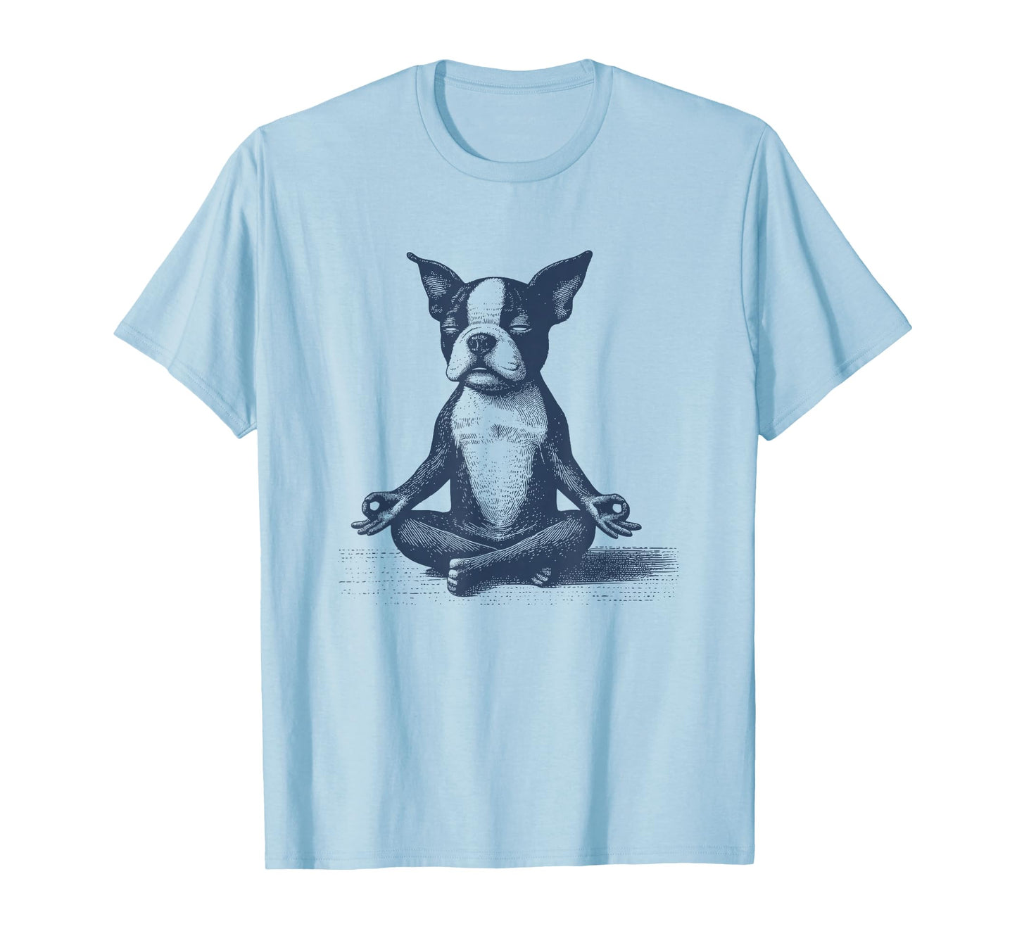 Boston Terrier Lotus Pose Meditating Dog Zen Yoga Class T-Shirt