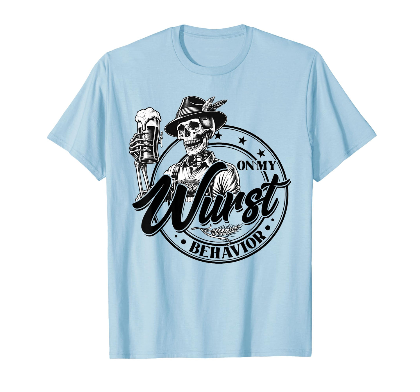 Oktoberfest On My Wurst Behavior German Beer Skeleton Men T-Shirt
