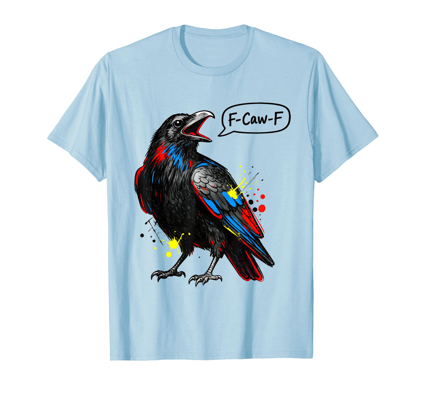Funny Crow Abstract Line Art F Caw F Meme Quote Graphic T-Shirt