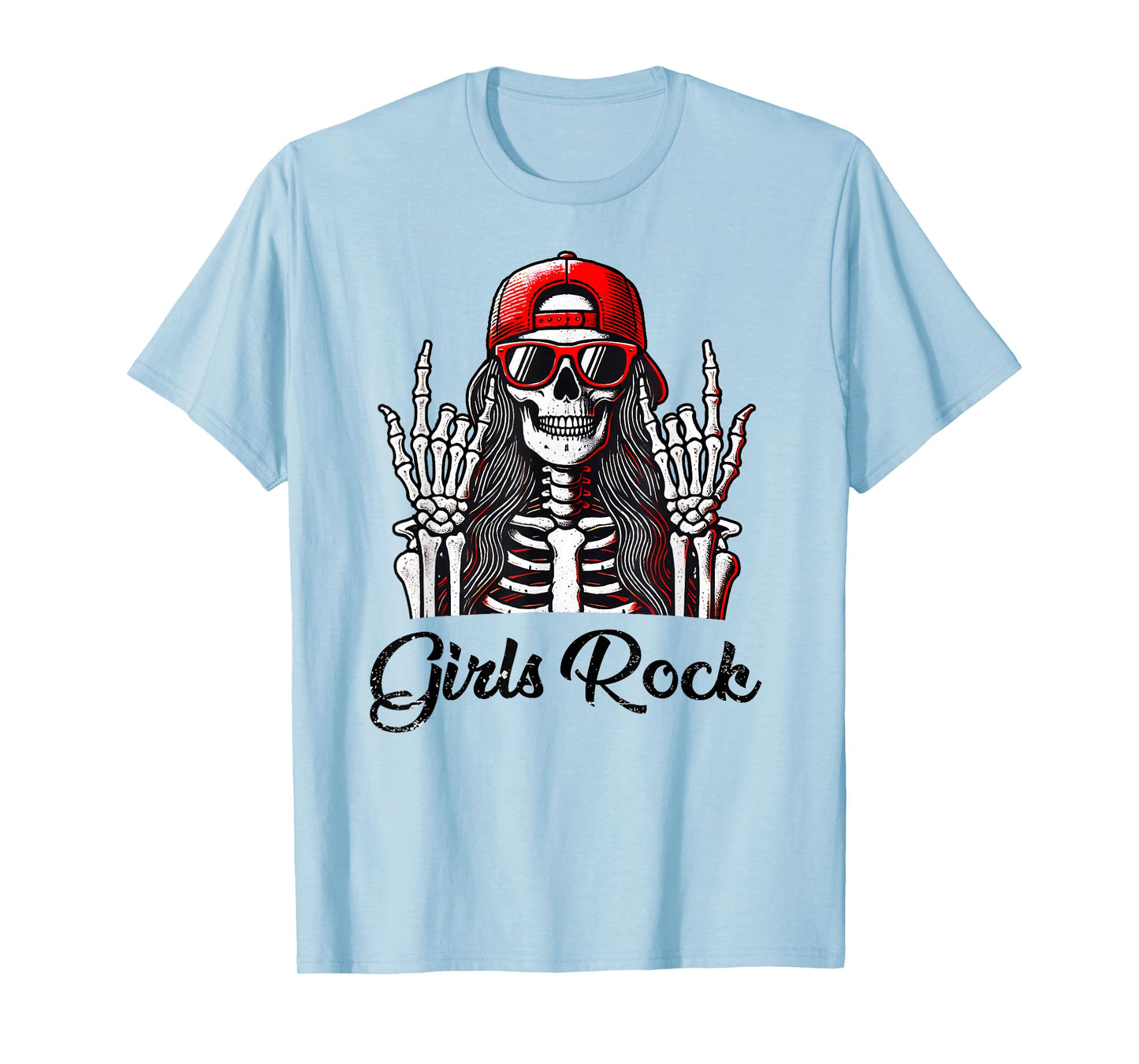 Girls Rock Rock'n Roll Girl Skeleton Rocker Cool Punk Rock T-Shirt