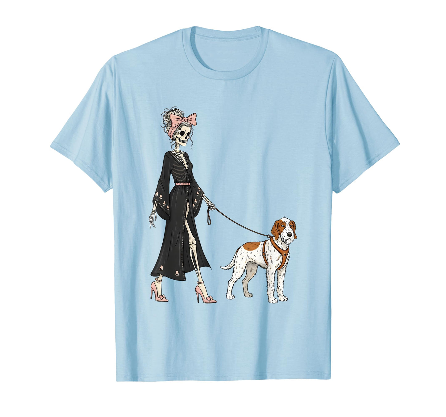 Skeleton Spinone Italiano Dog Walking Halloween Women T-Shirt
