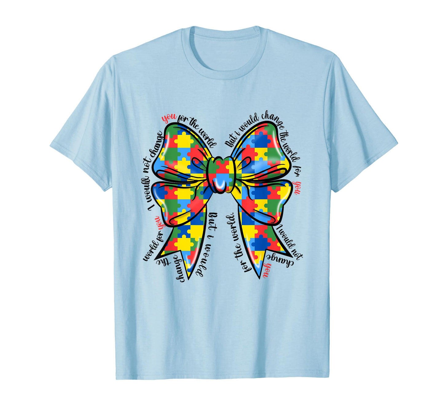 Coquette Bow Ribbon Autism Awareness Autistic T-Shirt