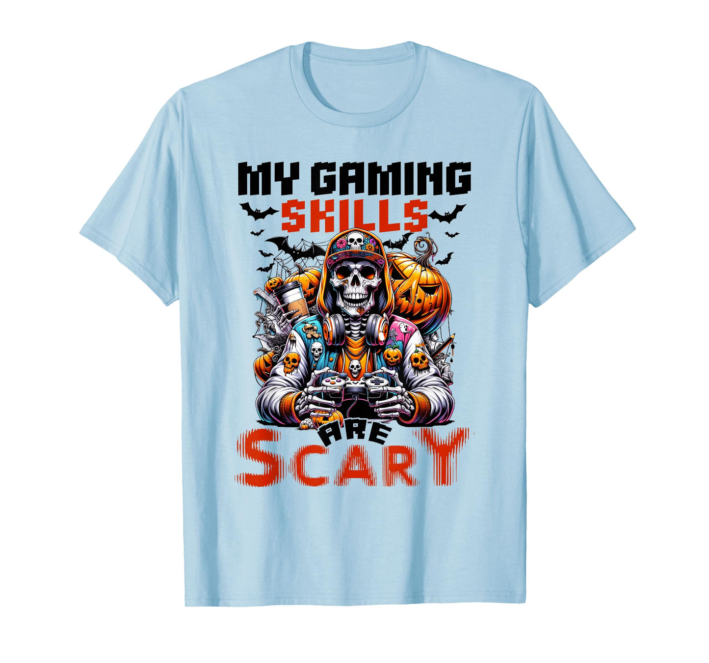 My Gaming Skills are Scary Halloween Gamer Boys Kids T-Shirt